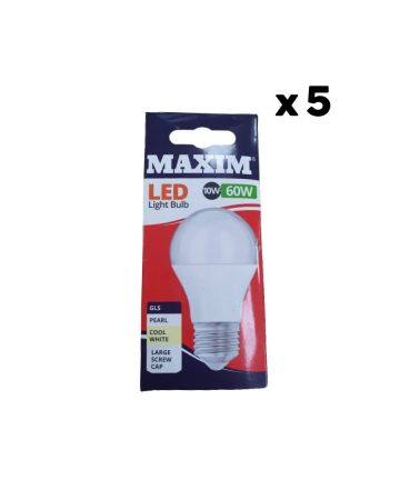 Maxim Led Light Bulb Gls Pearl Cool White Large Screw Cap 10w~60w